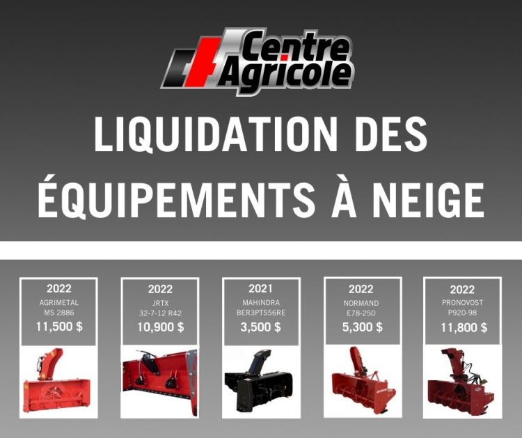 LIQUIDATION DES ÉQUIPEMENTS À NEIGE